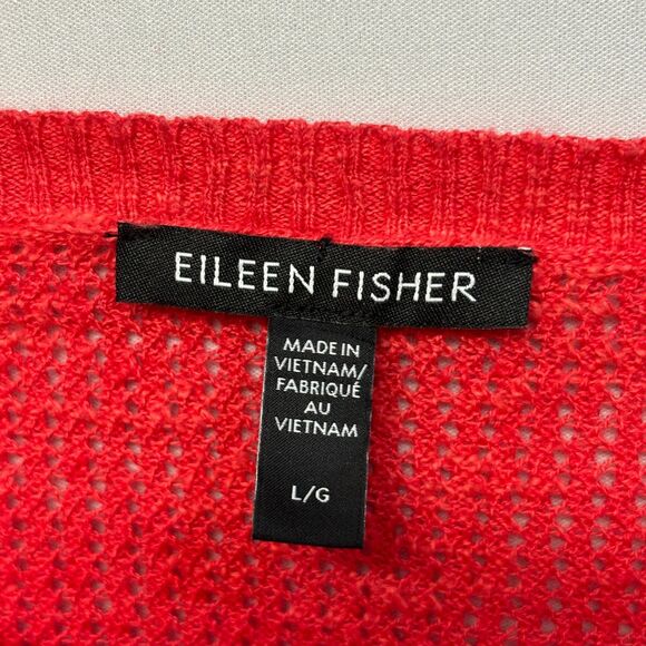 Eileen Fisher Short Sleeve Knit Sweater Size Large Organic Cotton Linen C056 -14 - Picture 5 of 13